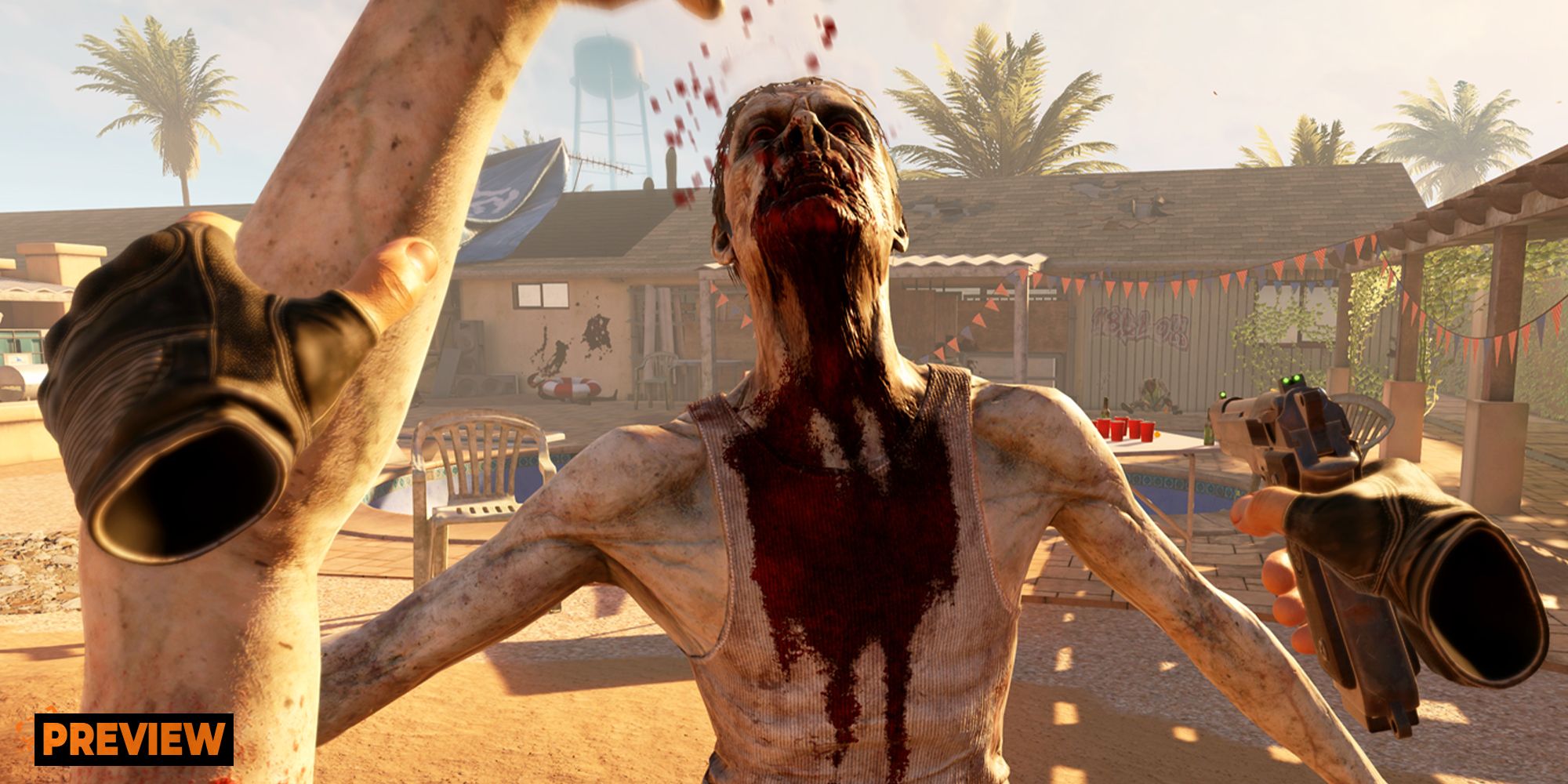 The player hits a zombie with another zombie's arm in Arizona Sunshine 2