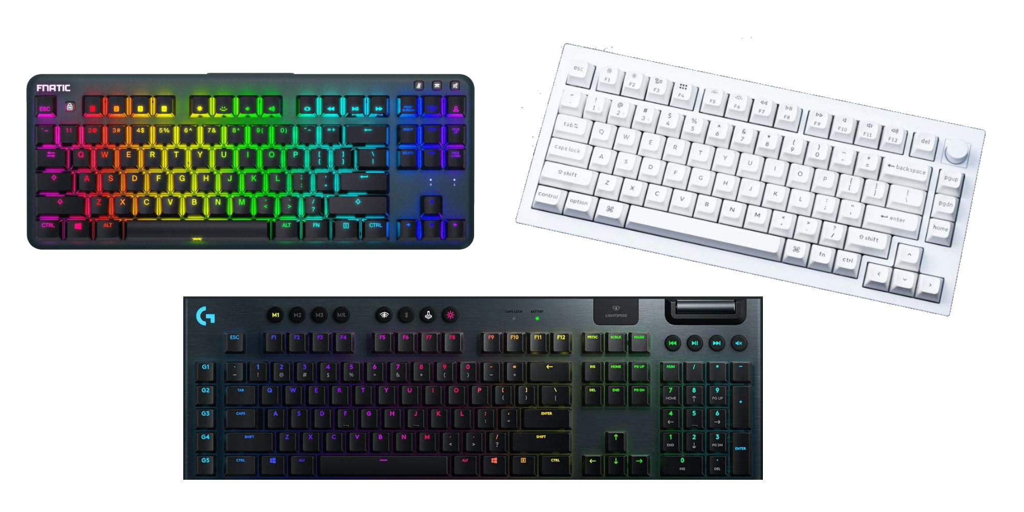 Best Quiet Keyboards Header with 3 keyboards on a white background
