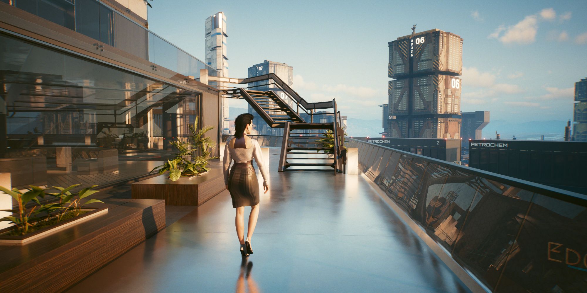Elizabeth Peralez taking you on a tour across her penthouse in Cyberpunk 2077.