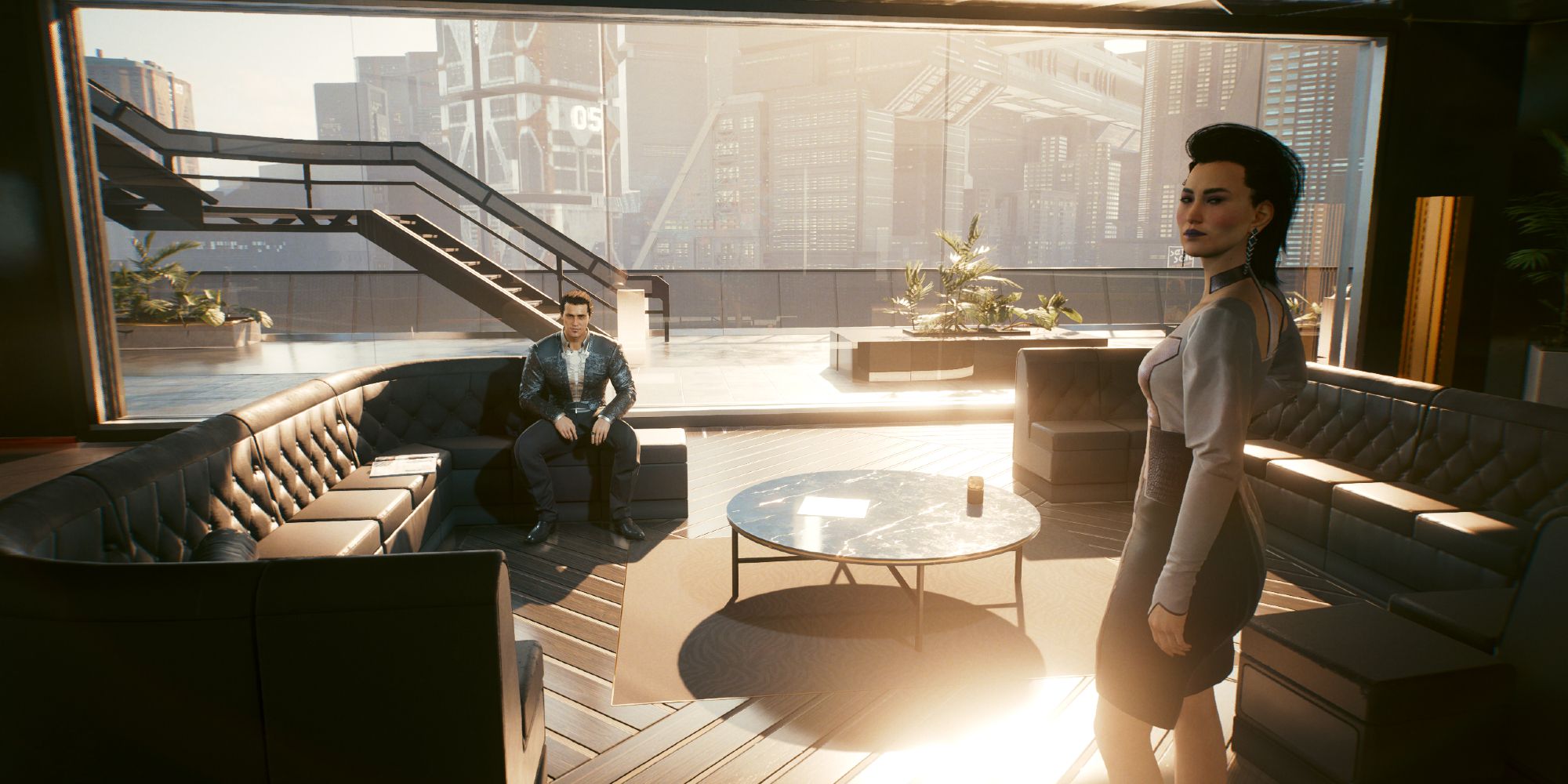 Jefferson and Elizabeth Peralez receiving your at their home in Cyberpunk 2077.