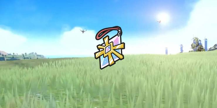 Pokemon Scarlet & Violet Clear Amulet Item Sprite Over Grassy Field