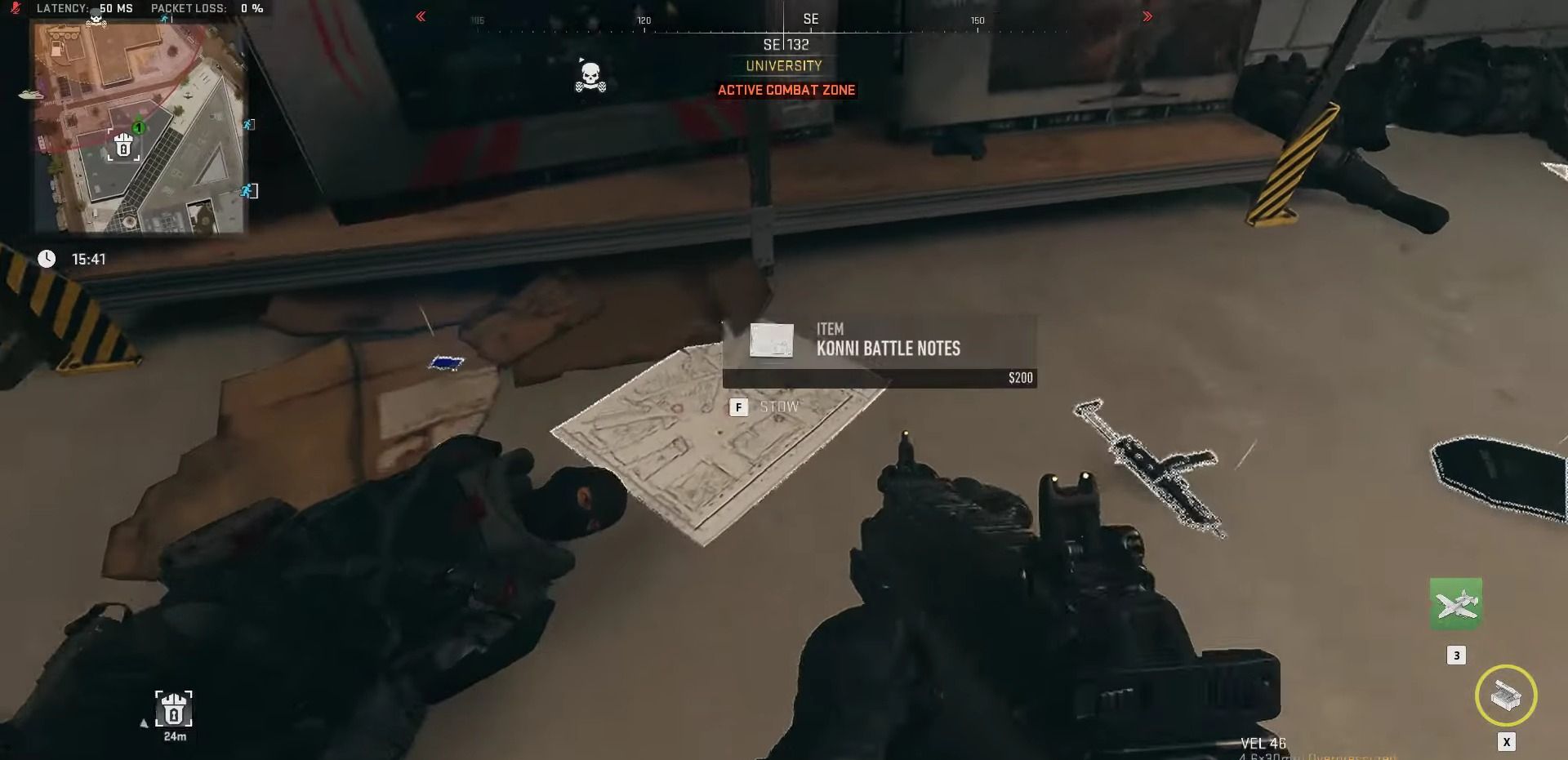 A screenshot of battle instructions dropped by a Konni fighter in COD Warzone 2 DMZ.
