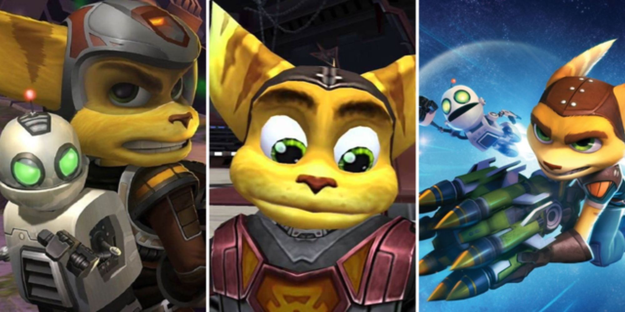 Ratchet & Clank from different games over the years side by side