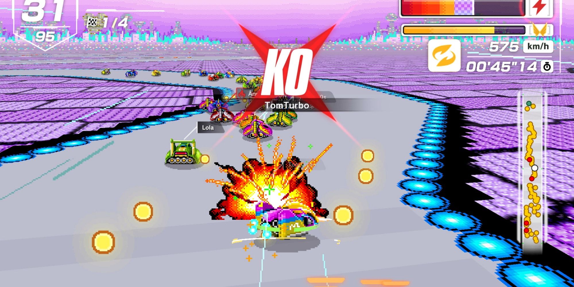 car exploding in f-zero 99