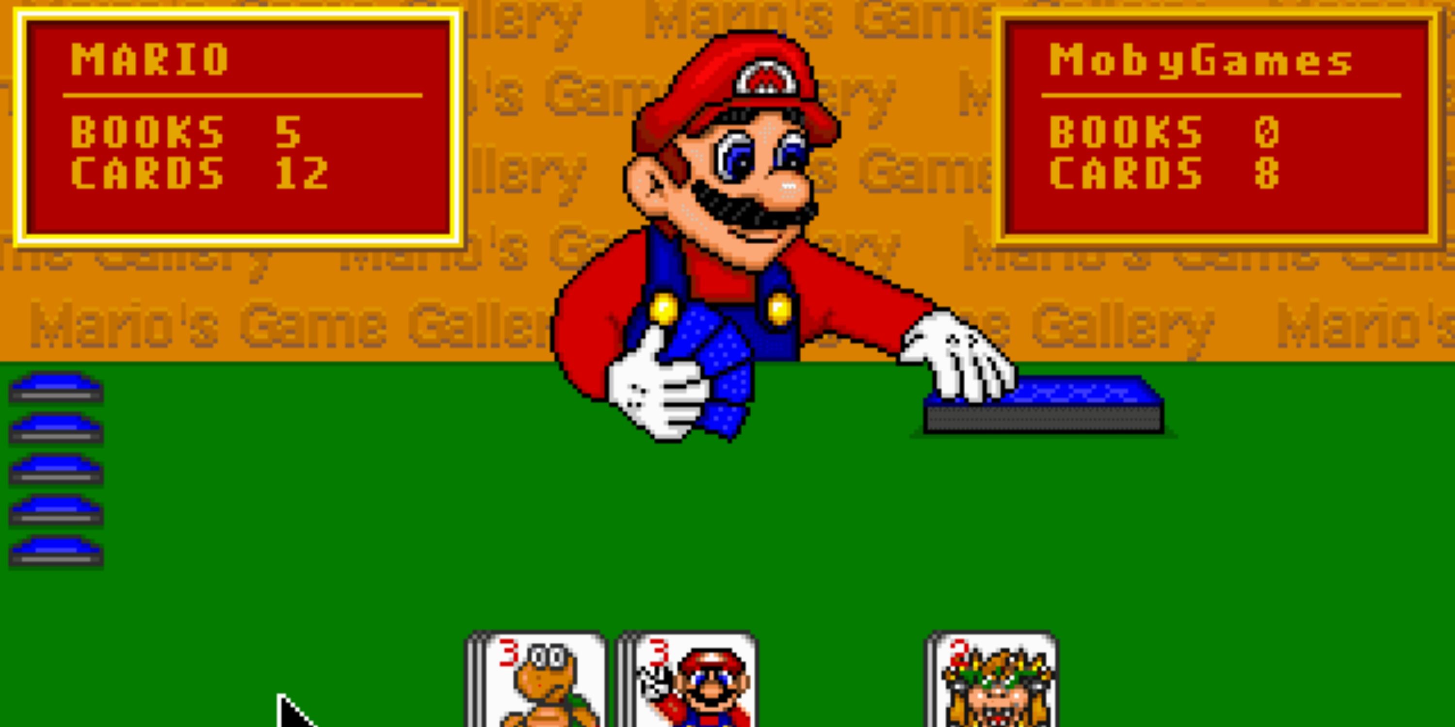 Mario playing Go Fish in Mario's Game Gallery