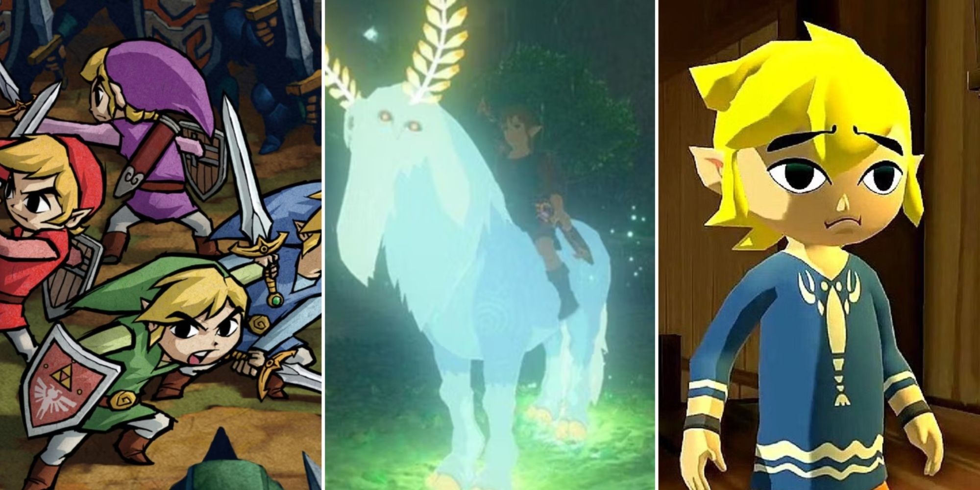side by side images of different versions of Link in different games
