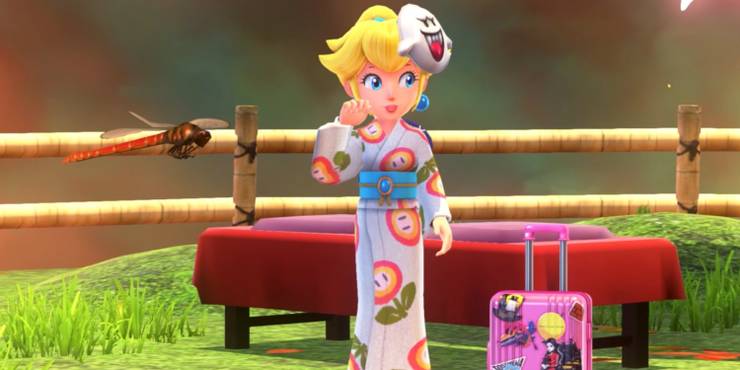 Princess Peach in her kimono in Mario Kart Tour