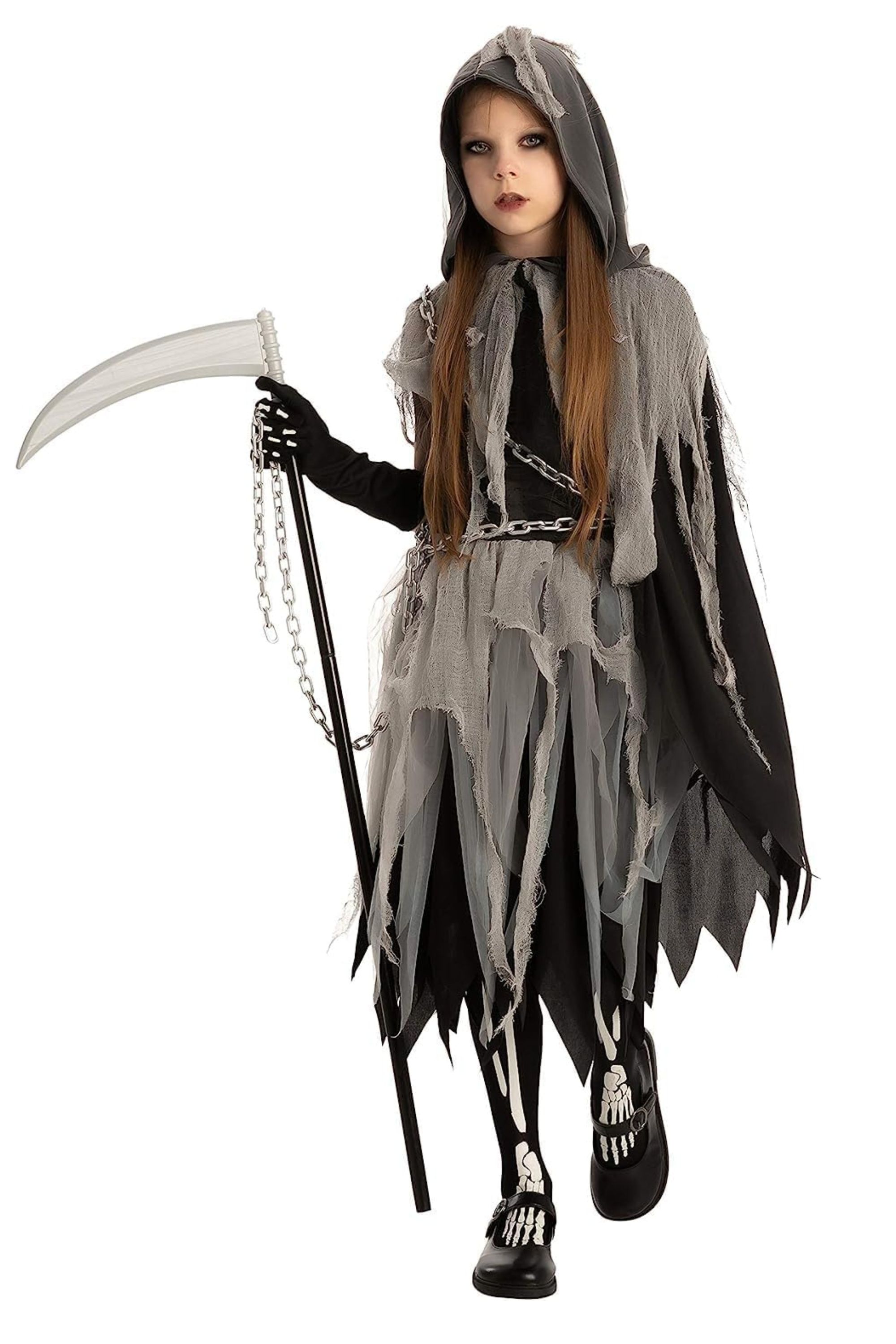 girl wearing a grim reaper costume