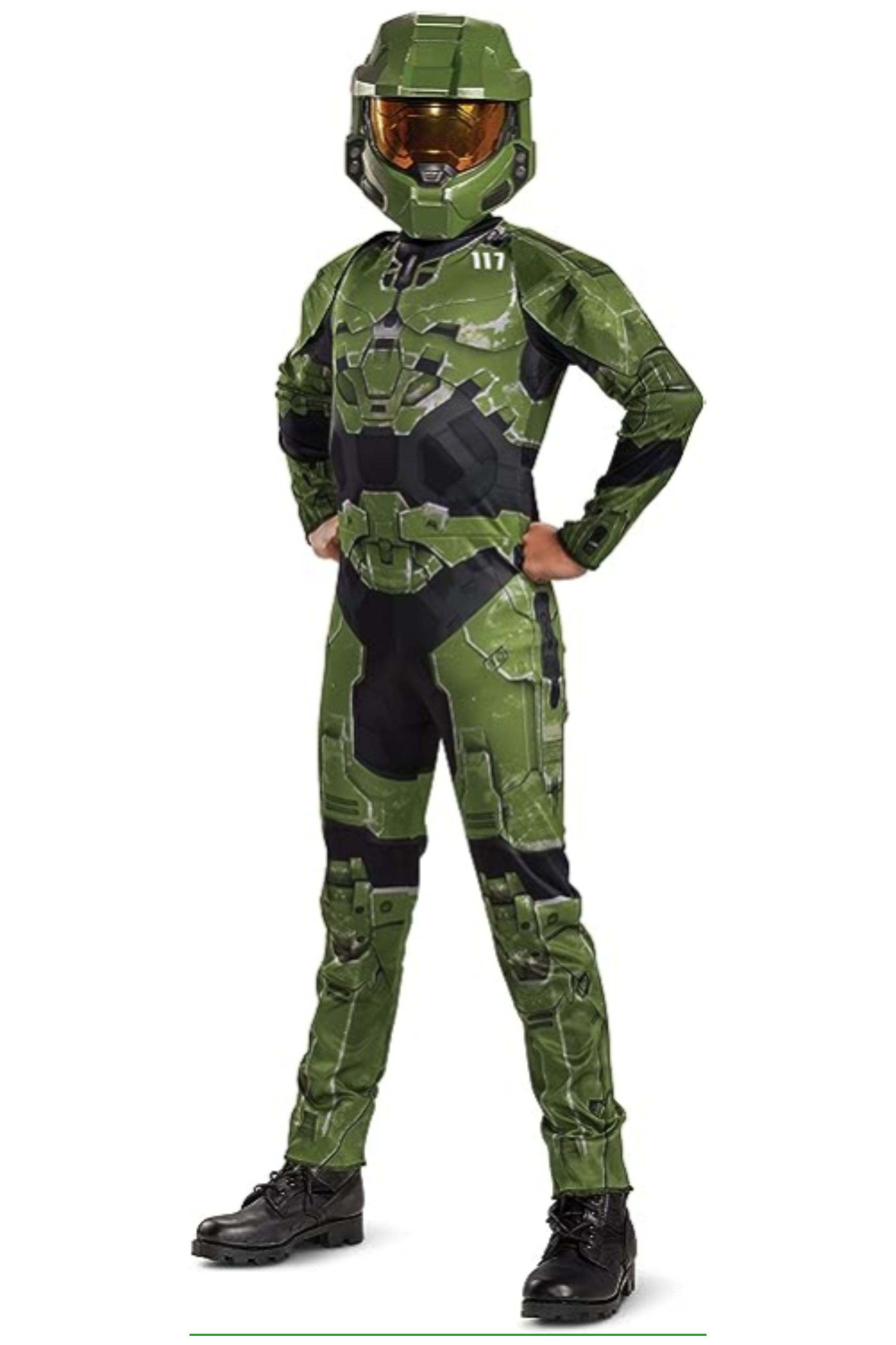 kid wearing a master chief costume