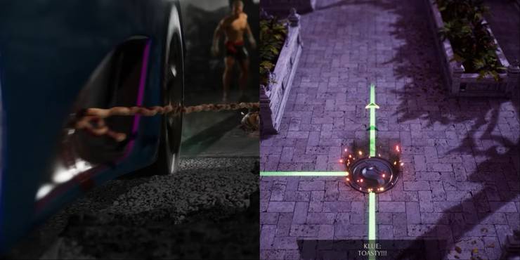 Split-image of Johnny's Lamborghini fatality and the Klur caption reading