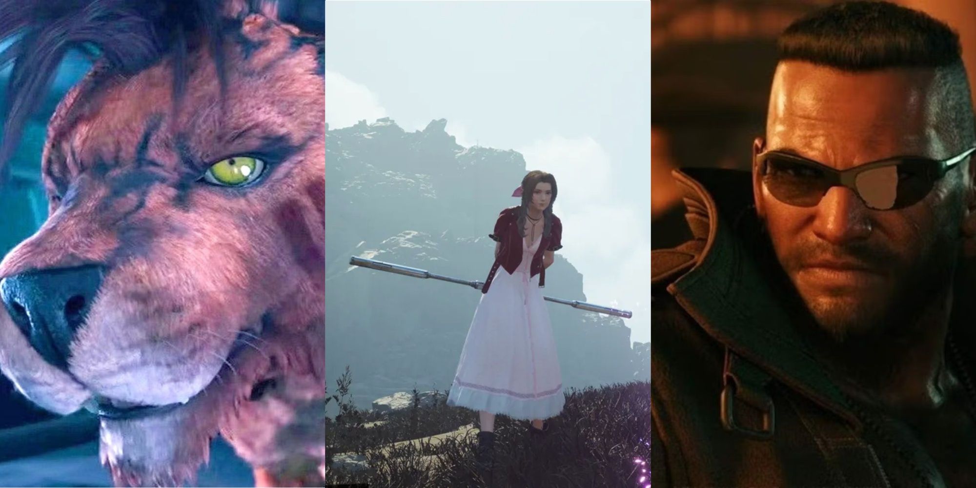Red 13 left, Aerith Middle, Barret Right in Final Fantasy 7 Remake