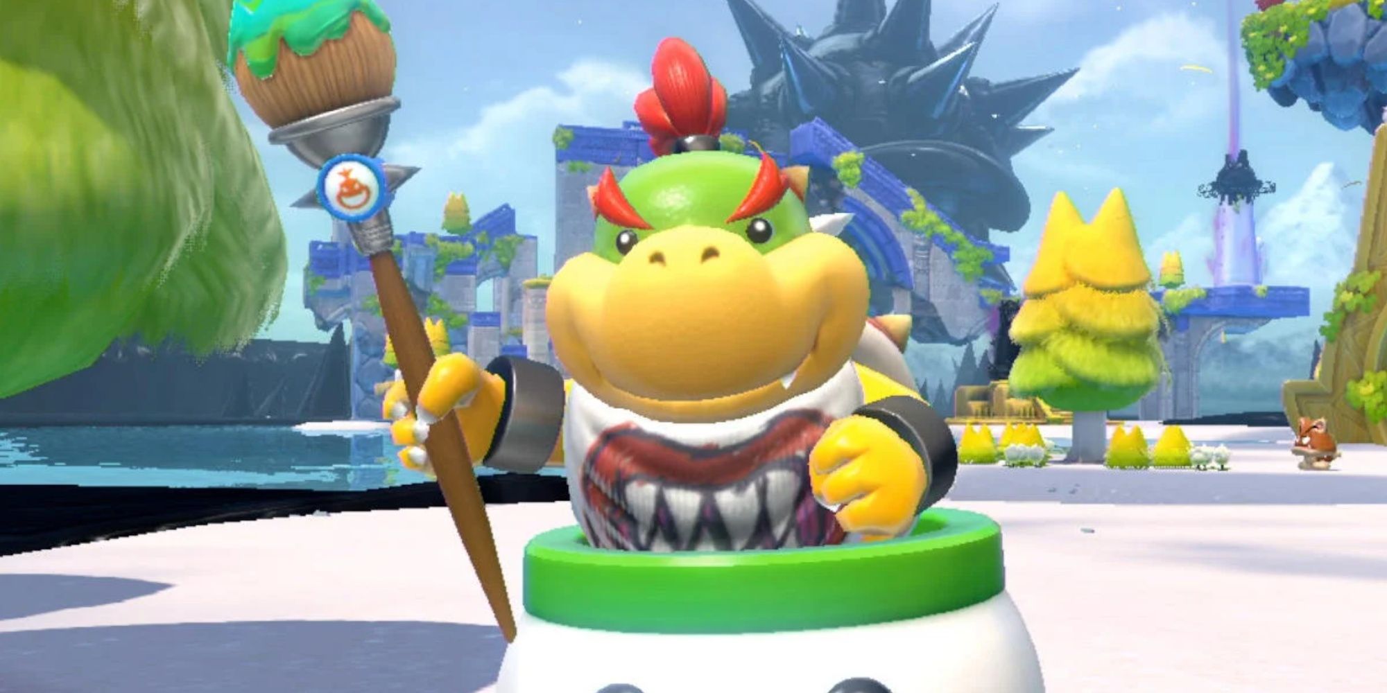 Bowser jr Looking Forward While Holding His Paint Brush