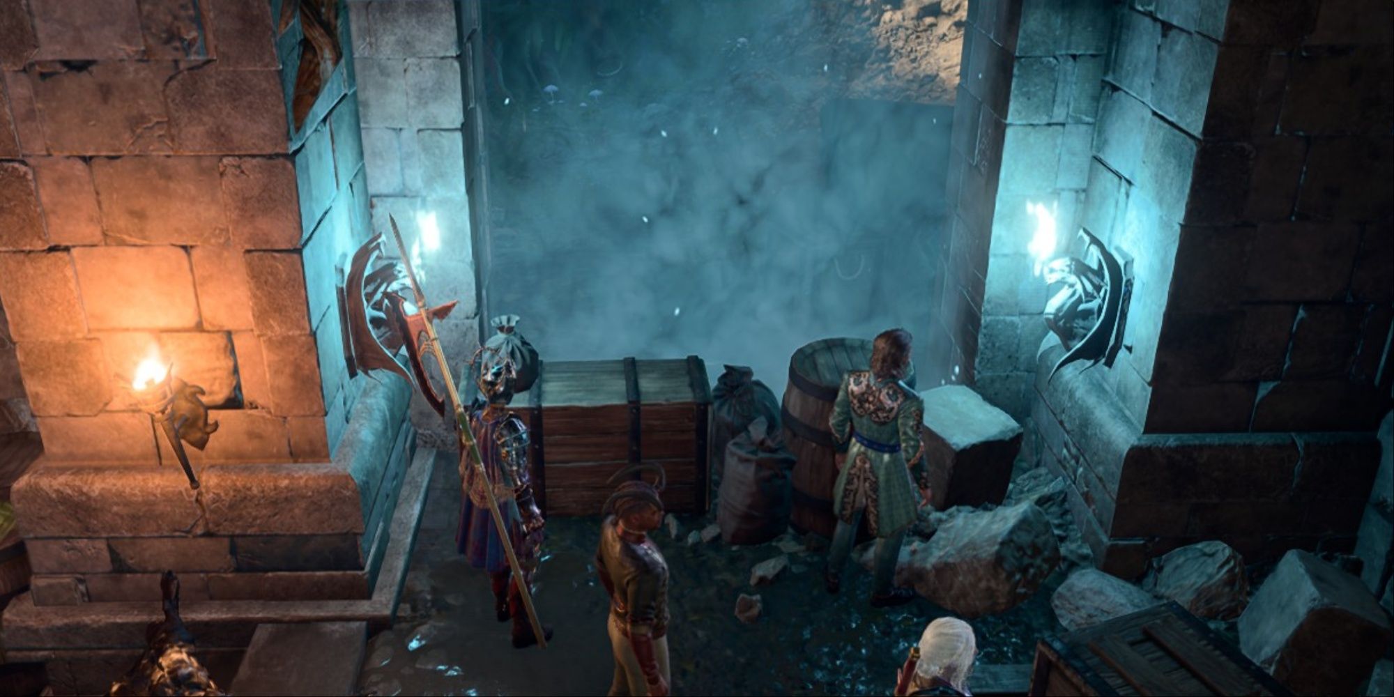 Party Uncovers Secret Entrance In Wyrm's Rock Prison Between Electrified Lamps In Baldur's Gate 3