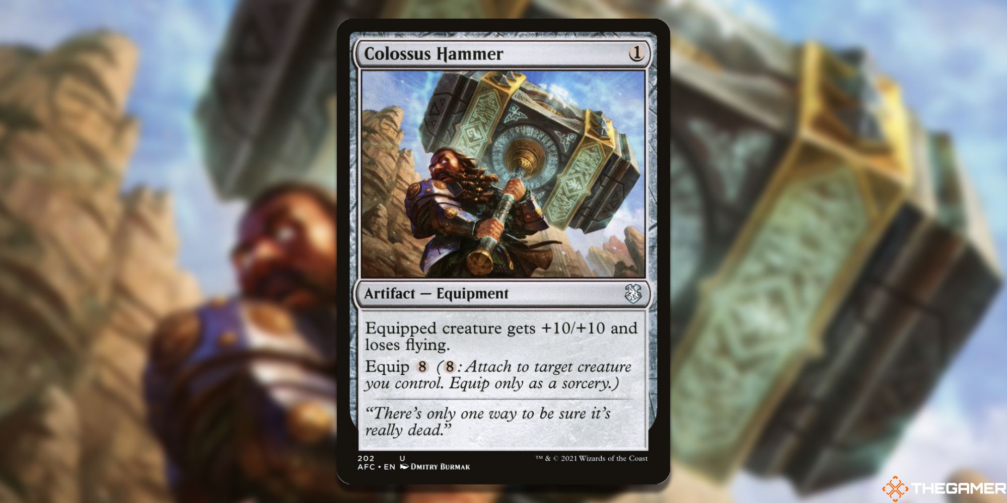 Image of the Colossus Hammer card in Magic: The Gathering, with art by Dmitry Burmak