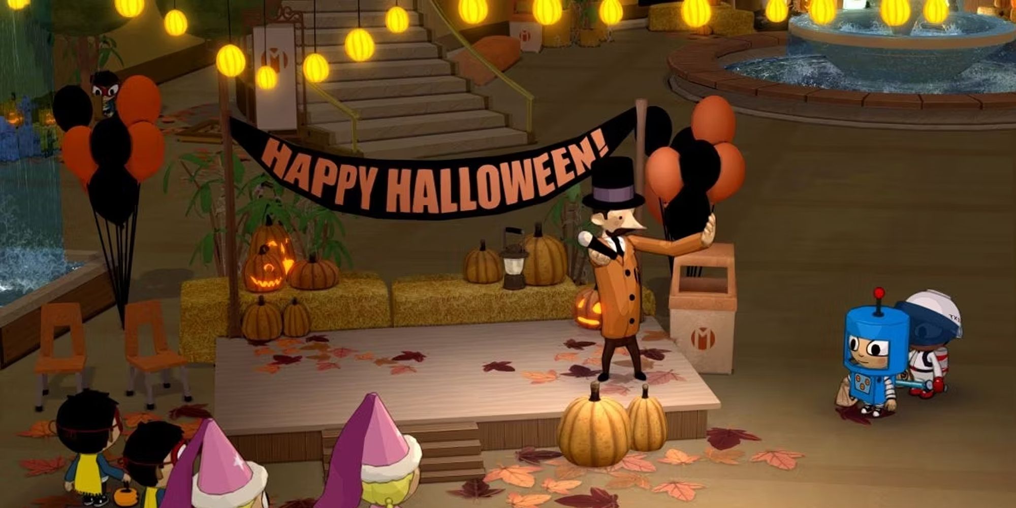 Costume Quest Characters Attending A Halloween Event