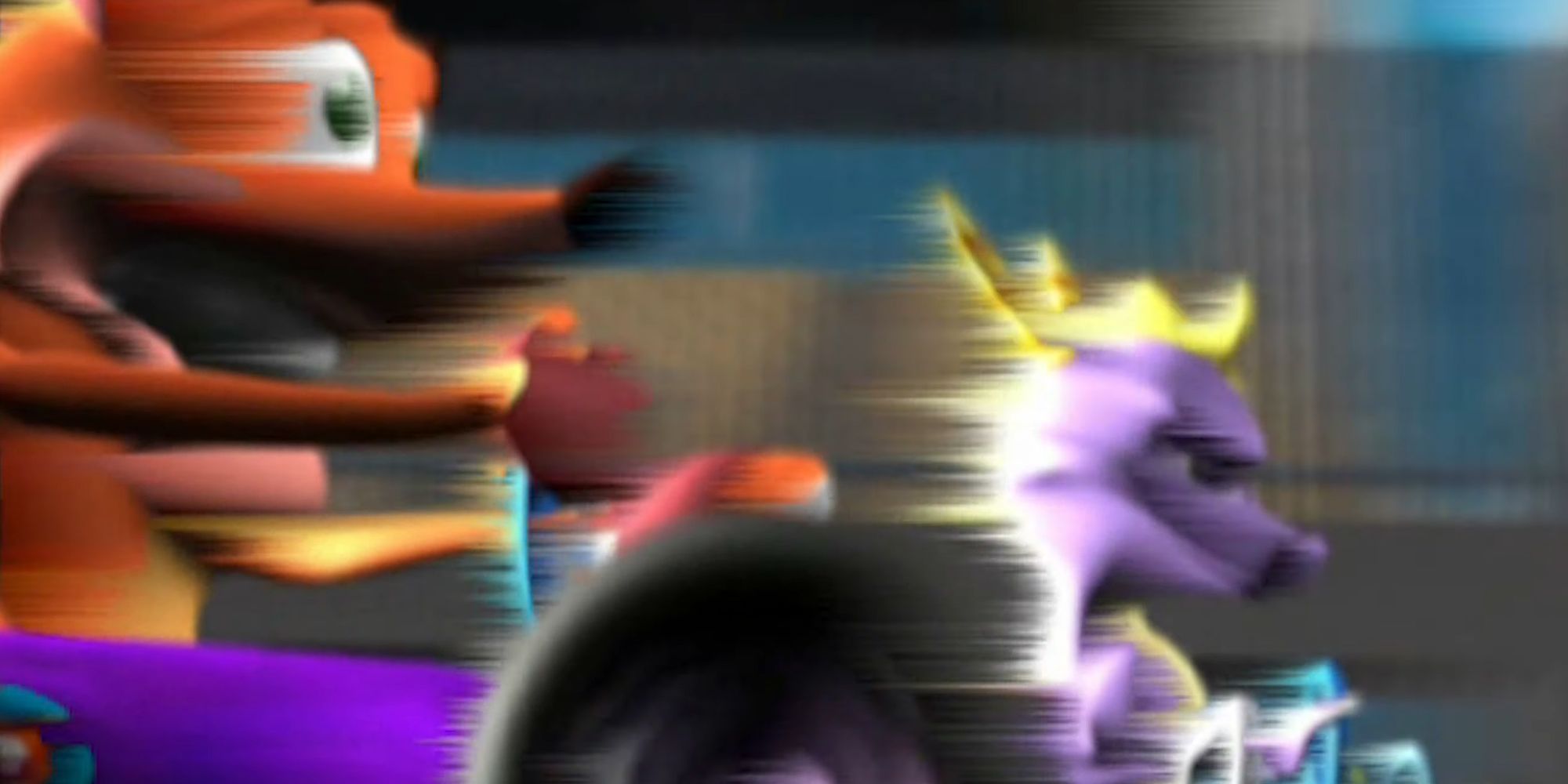 Crash vs Spyro Racing screenshot showing the two side-by-side