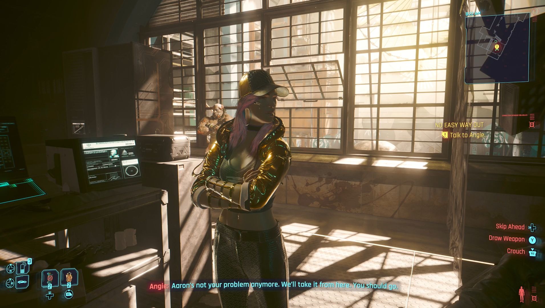 Cyberpunk 2077 Phantom Liberty Screenshot Of Angie Looking Toward Aaron