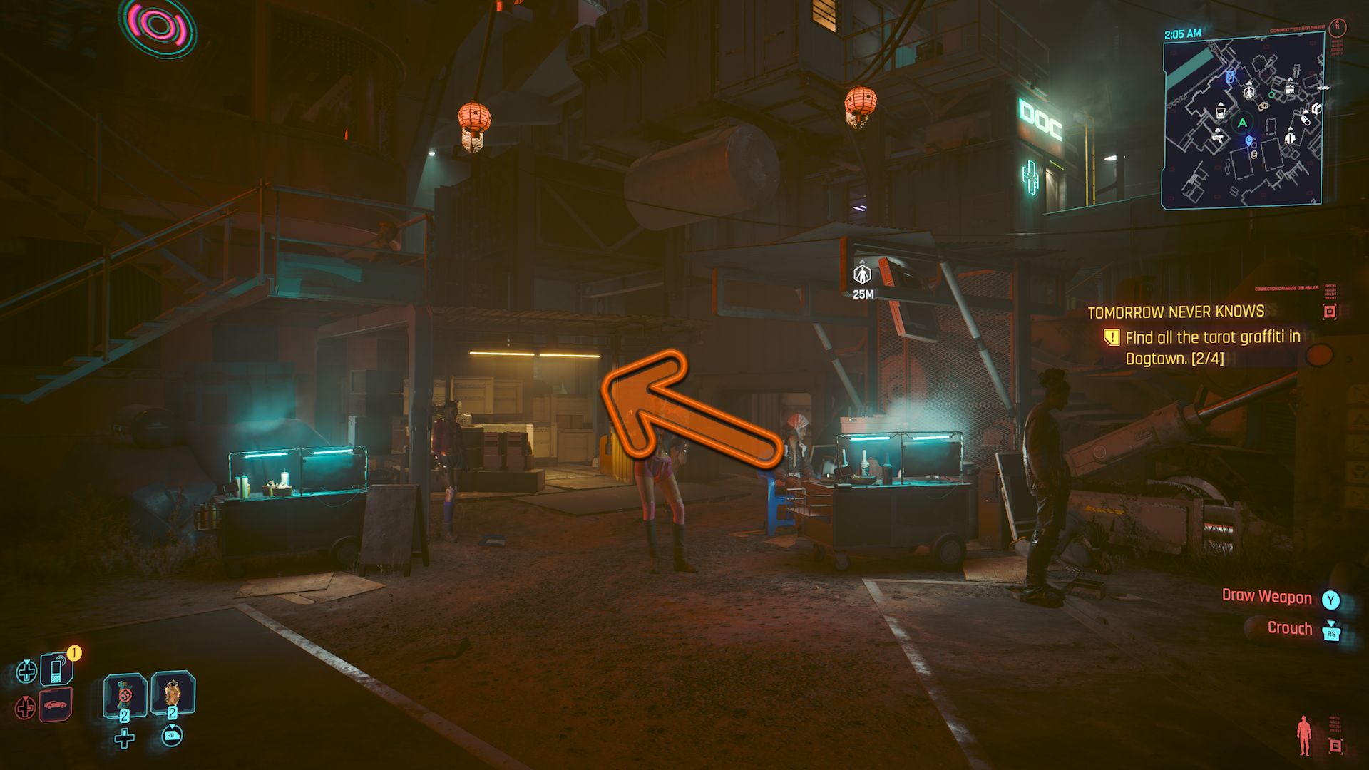 Cyberpunk 2077 Phantom Liberty Screenshot Of Arrow Pointing Behind Corner