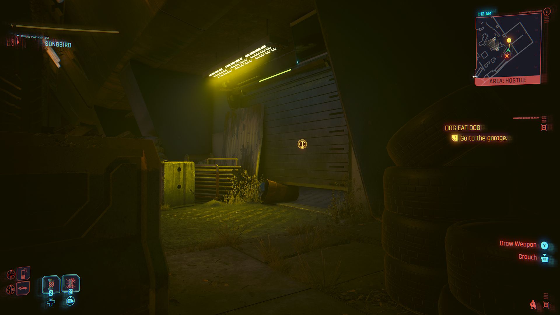 Cyberpunk 2077 Phantom Liberty Screenshot Of Garage Door Close To The Camera