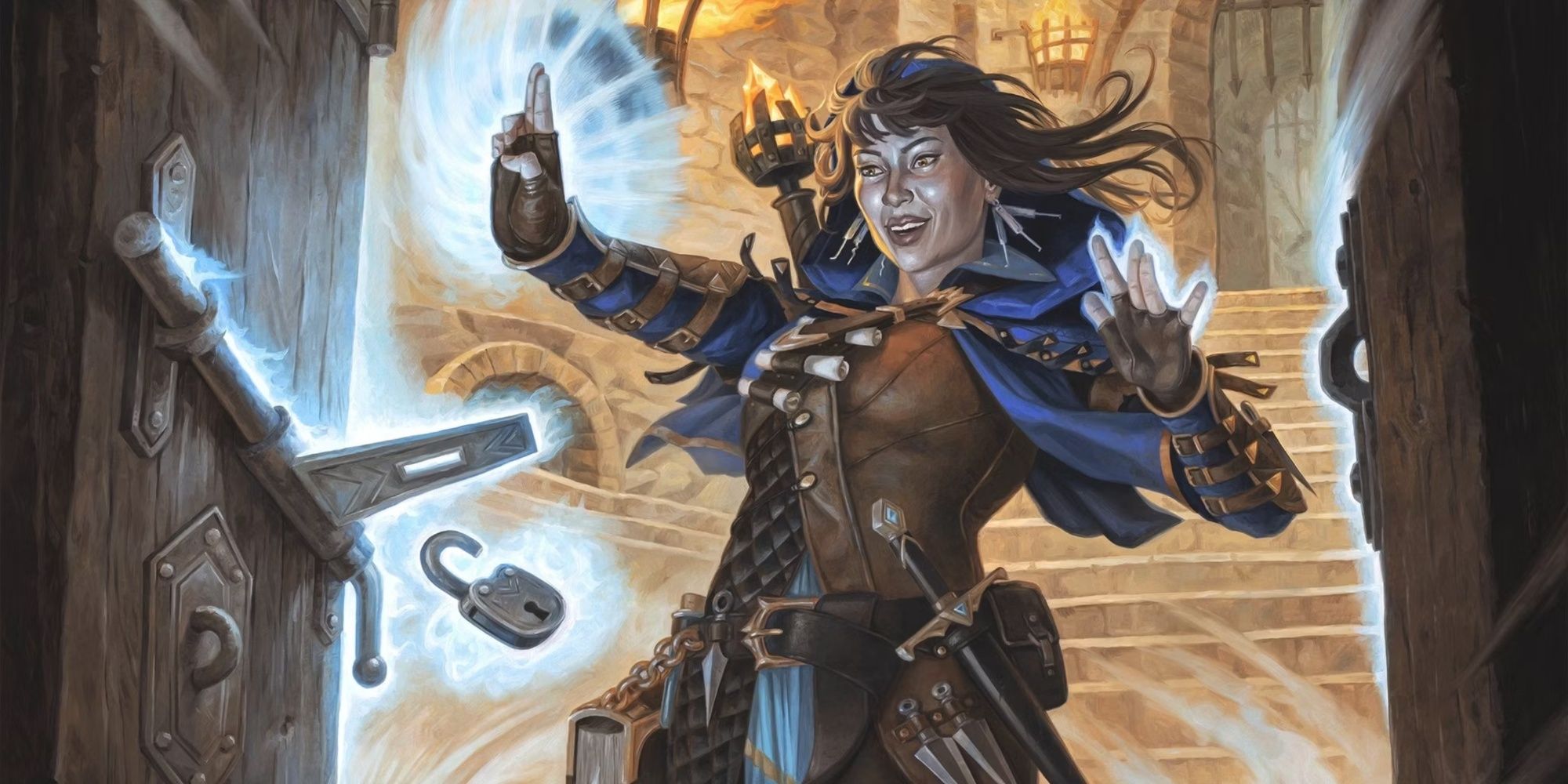 Dungeons & Dragons In Imoen, Mystic Trickster by Alix Branwyn, a rogue disables a lock with magic