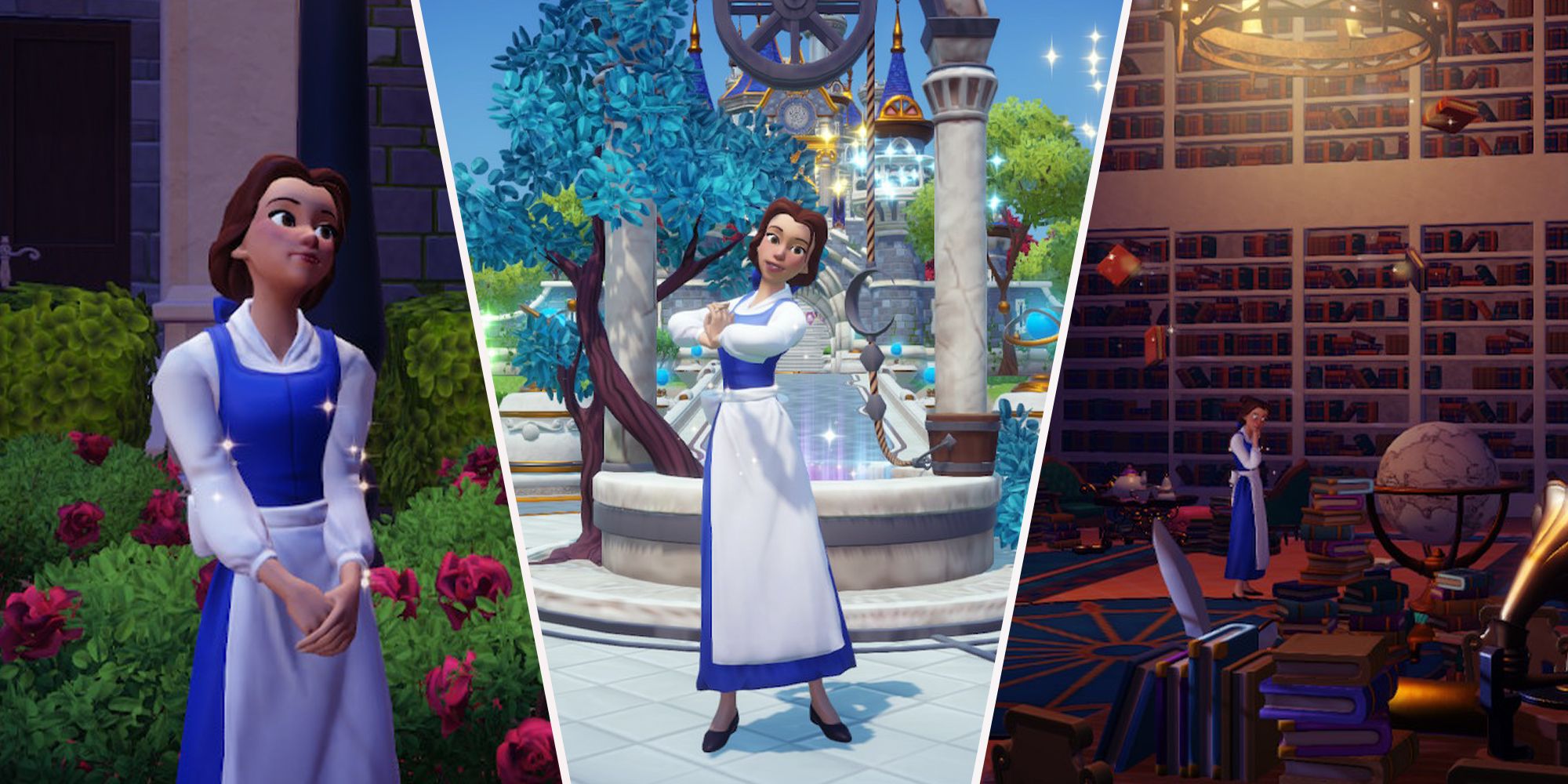 Combined Images of Belle in Disney Dreamlight Valley