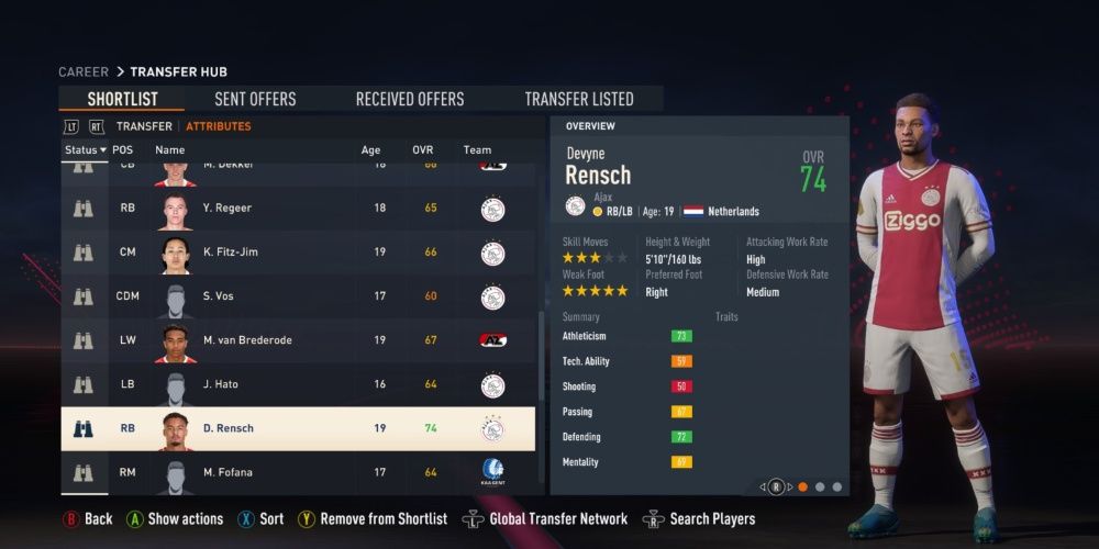 FIFA 23, Screenshot Of Ajax's Devyne Rensch