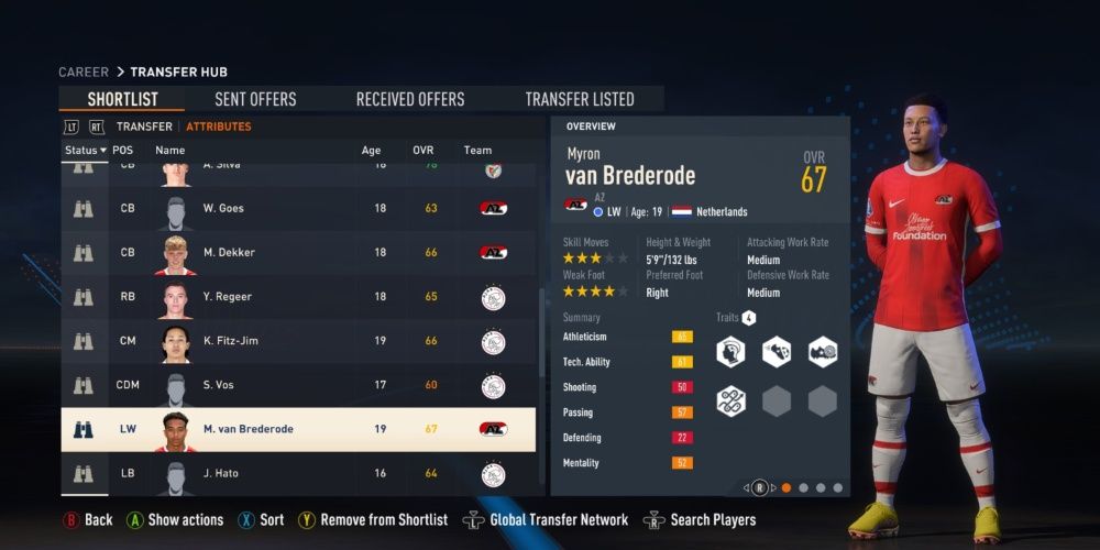 FIFA 23, Screenshot of AZ's Myron van Berederode