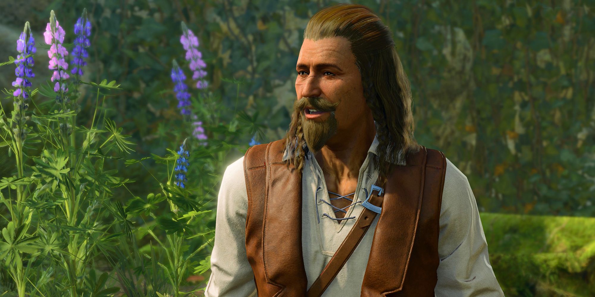 Gandrel, a human hunter with a white shirt and leather vest