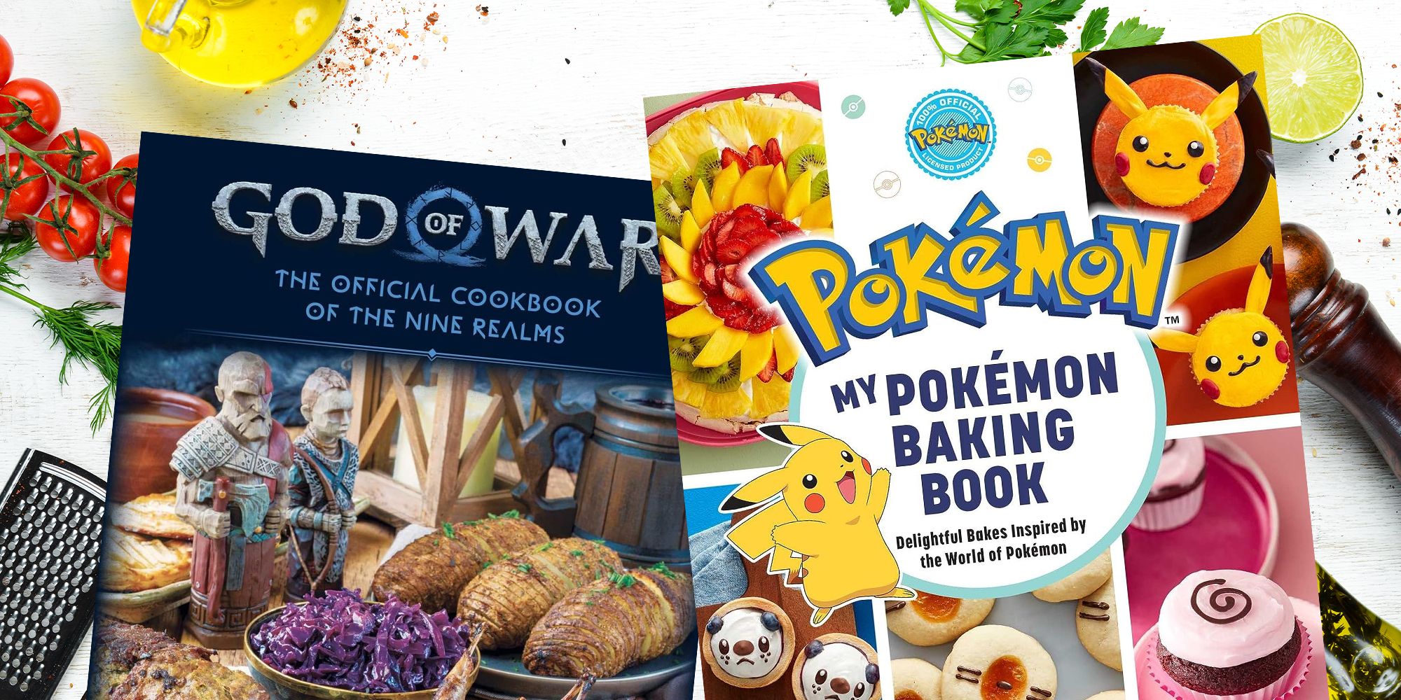 god of war cookbook and pokemon baking book