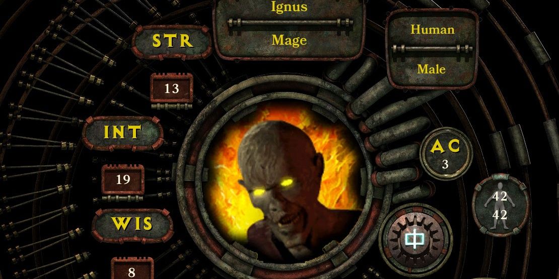 Character screen for Ignus from Planescape: Torment