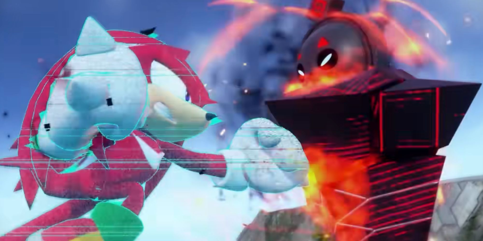 Knuckles uppercuts an enemy in Sonic Frontiers