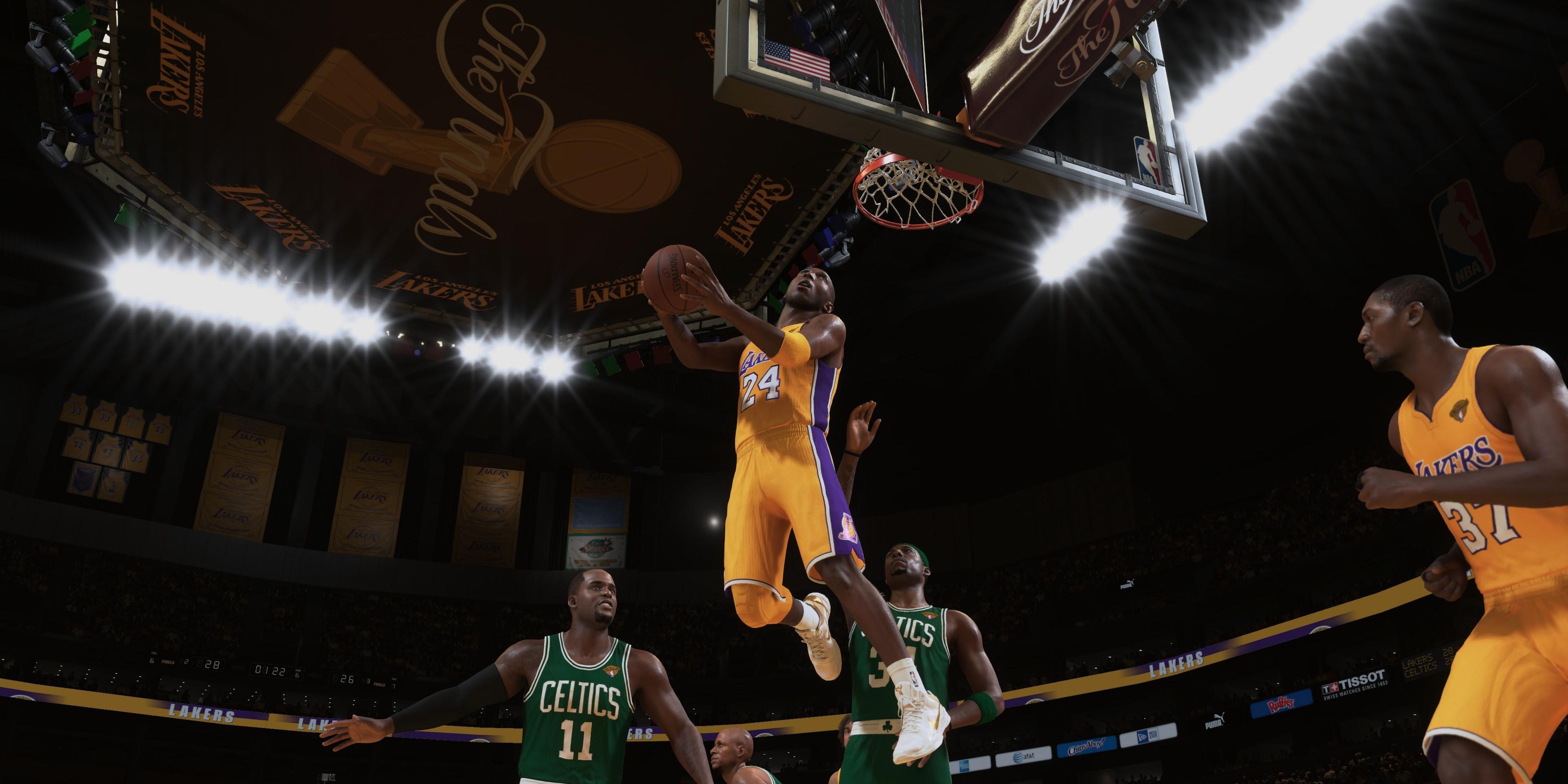 Kobe Bryant dunking on the Celtics