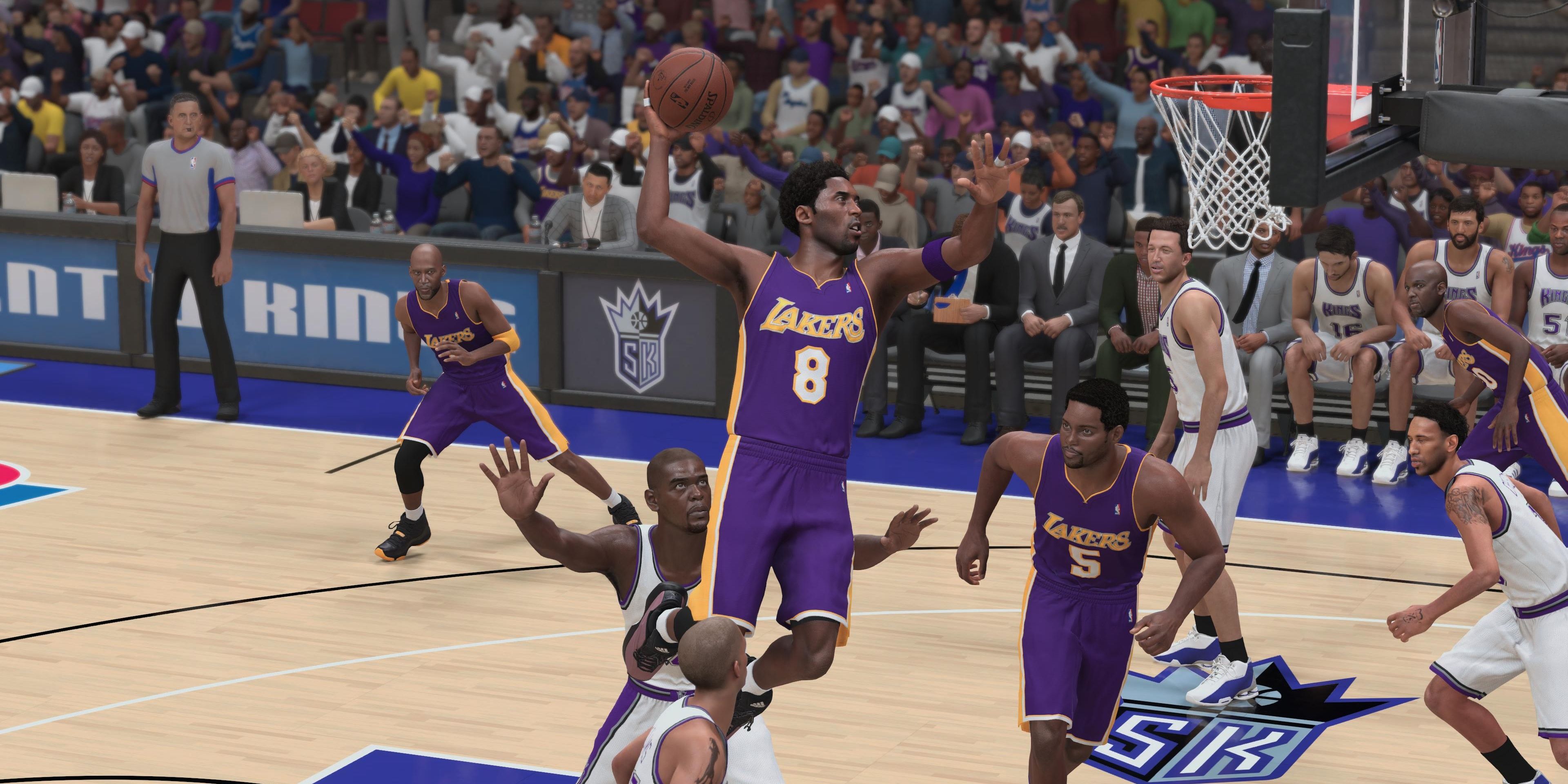 Kobe Bryant dunking on the Kings