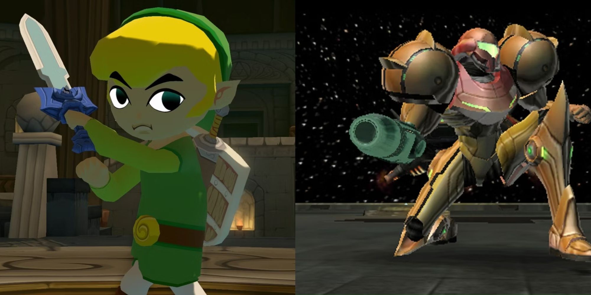 Link aus The Legend of Zelda Wind Waker und Samus aus Metroid Prime 1