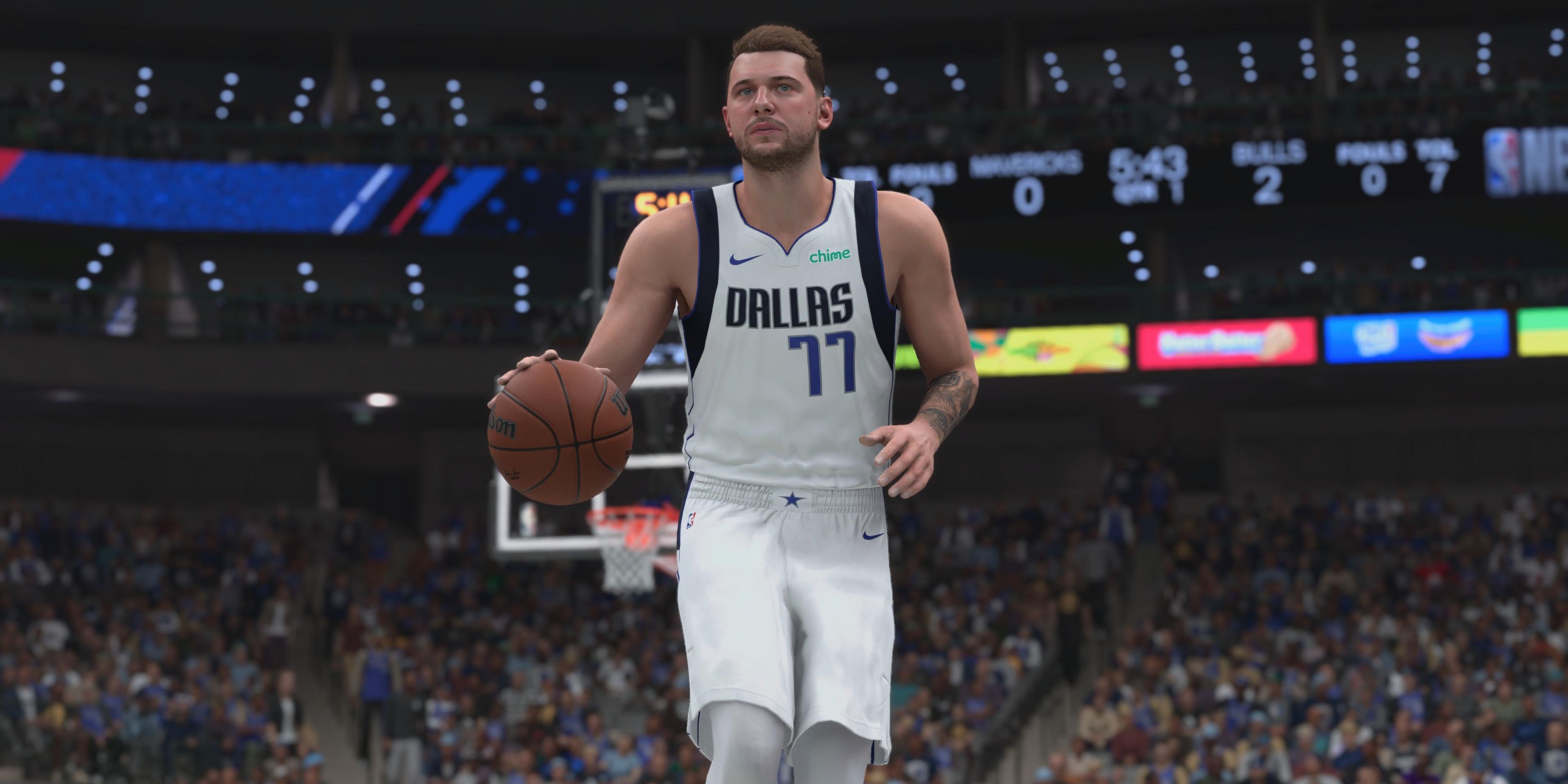 Luka Doncic bringing the ball up