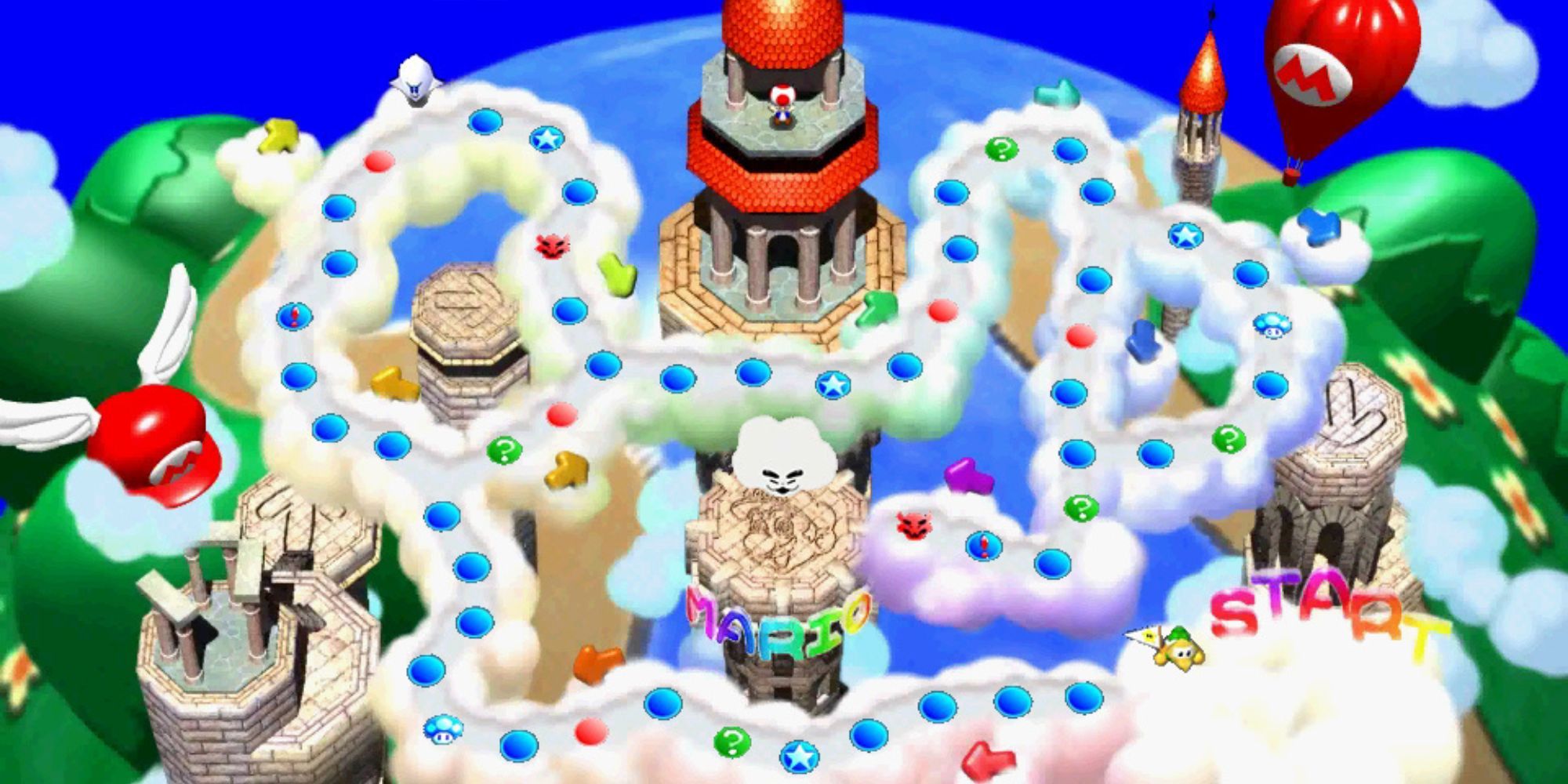 An overhead view of Mario's Rainbow Castle