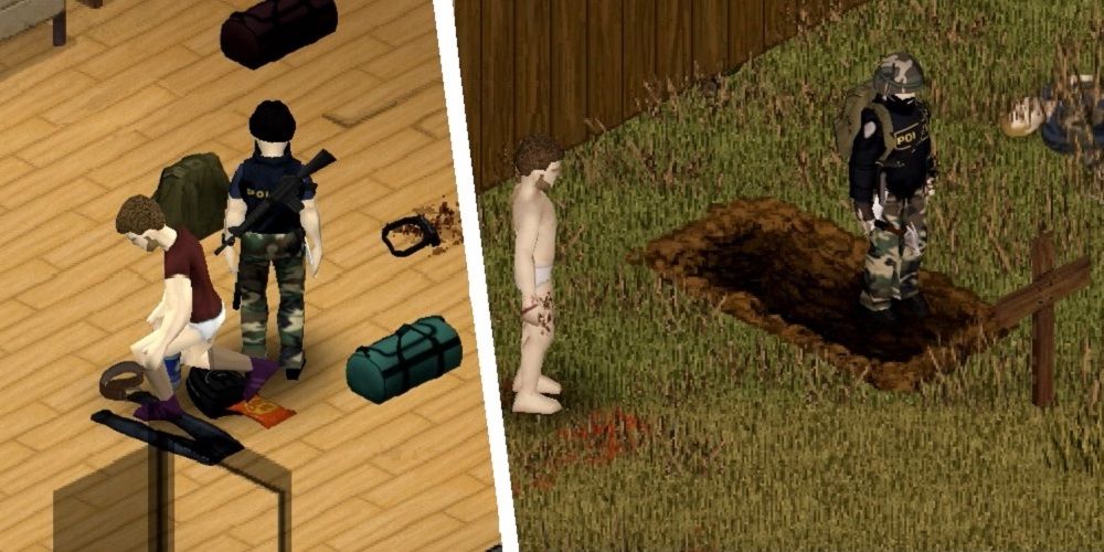 A Bitten Character Takes Off His Gear and Prepares for the End in Project Zomboid