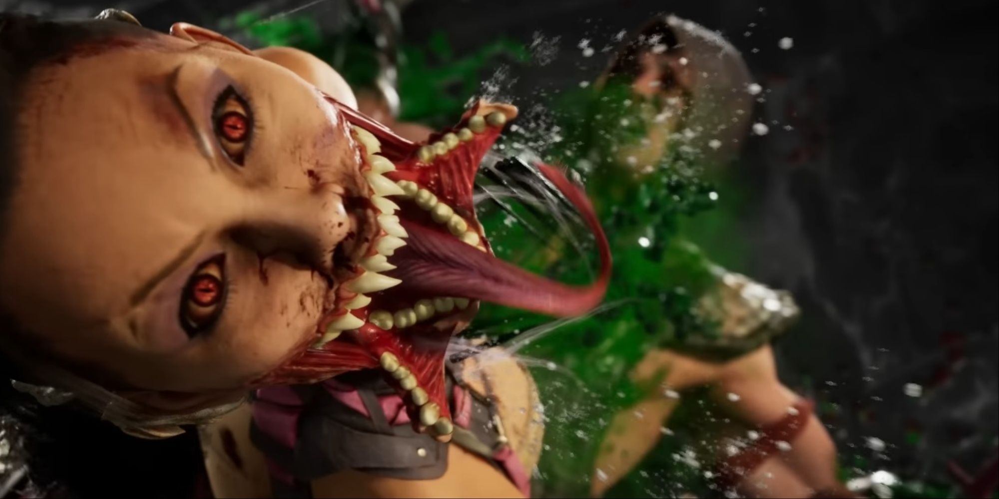Mileena performing her Fatal Blow on Reptile in Mortal Kombat 1