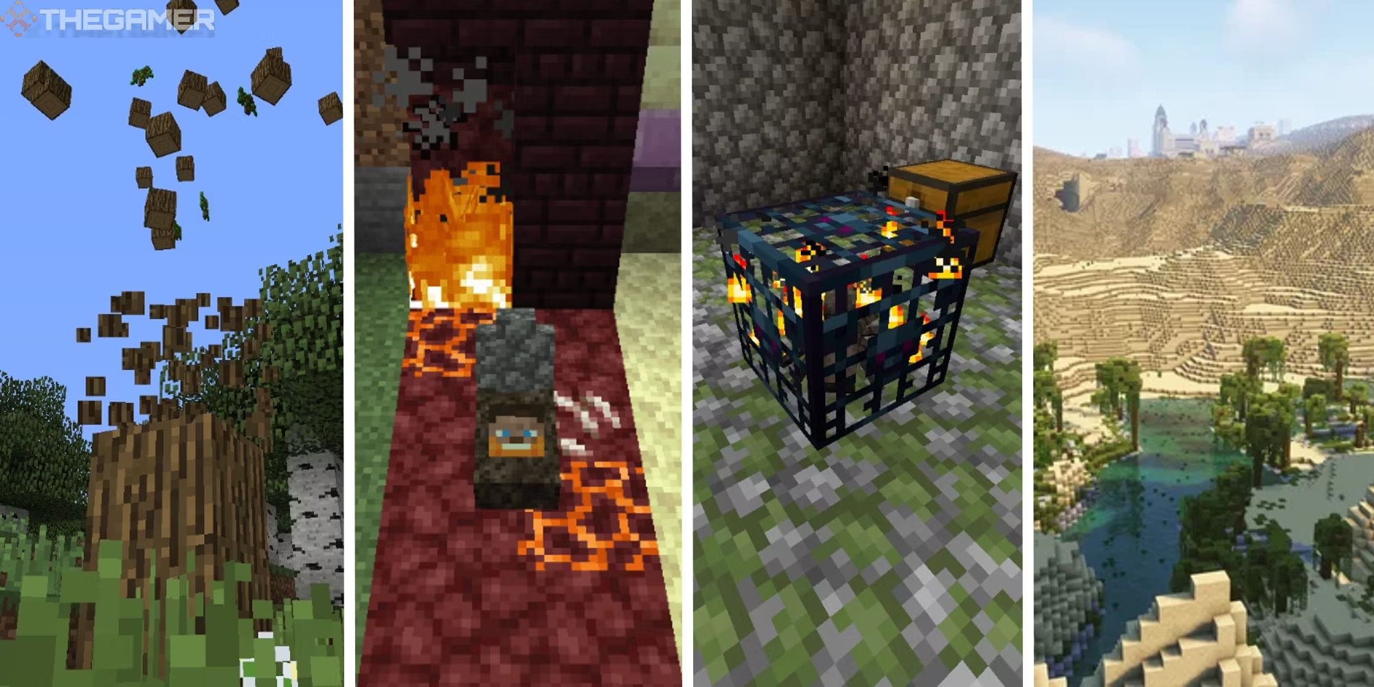 split image showing four different minecraft data packs