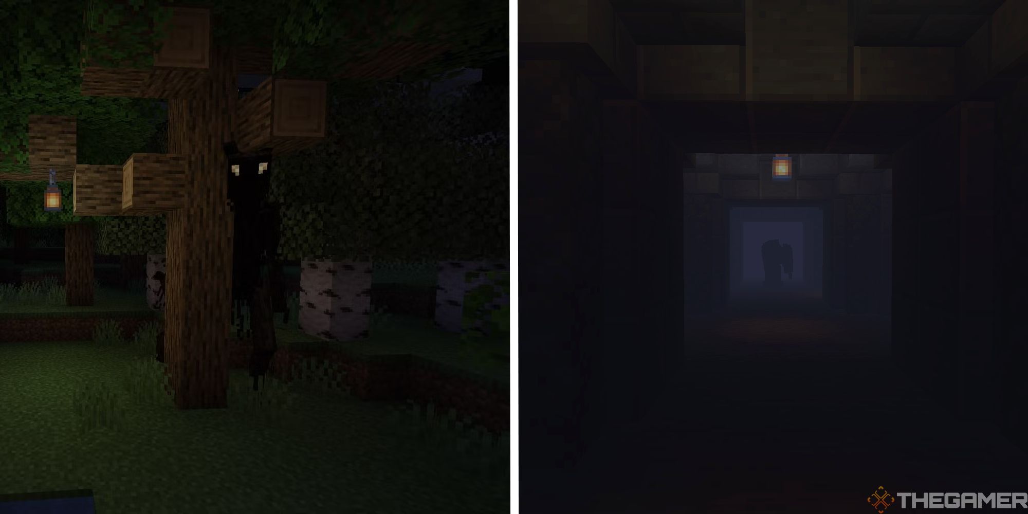 split image showing whisperwoods mod next to image of weeping angels mod