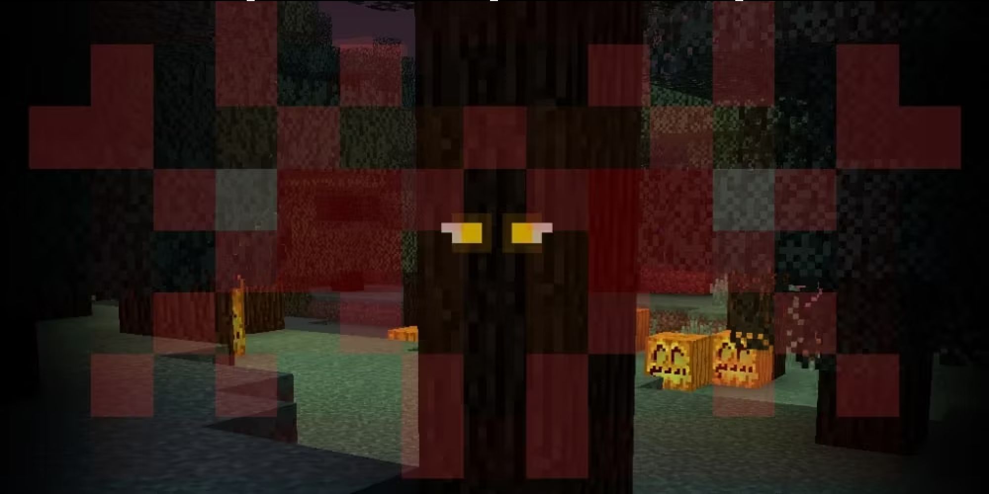 minecraft mod eyes in the darkness showing eyes on a tree