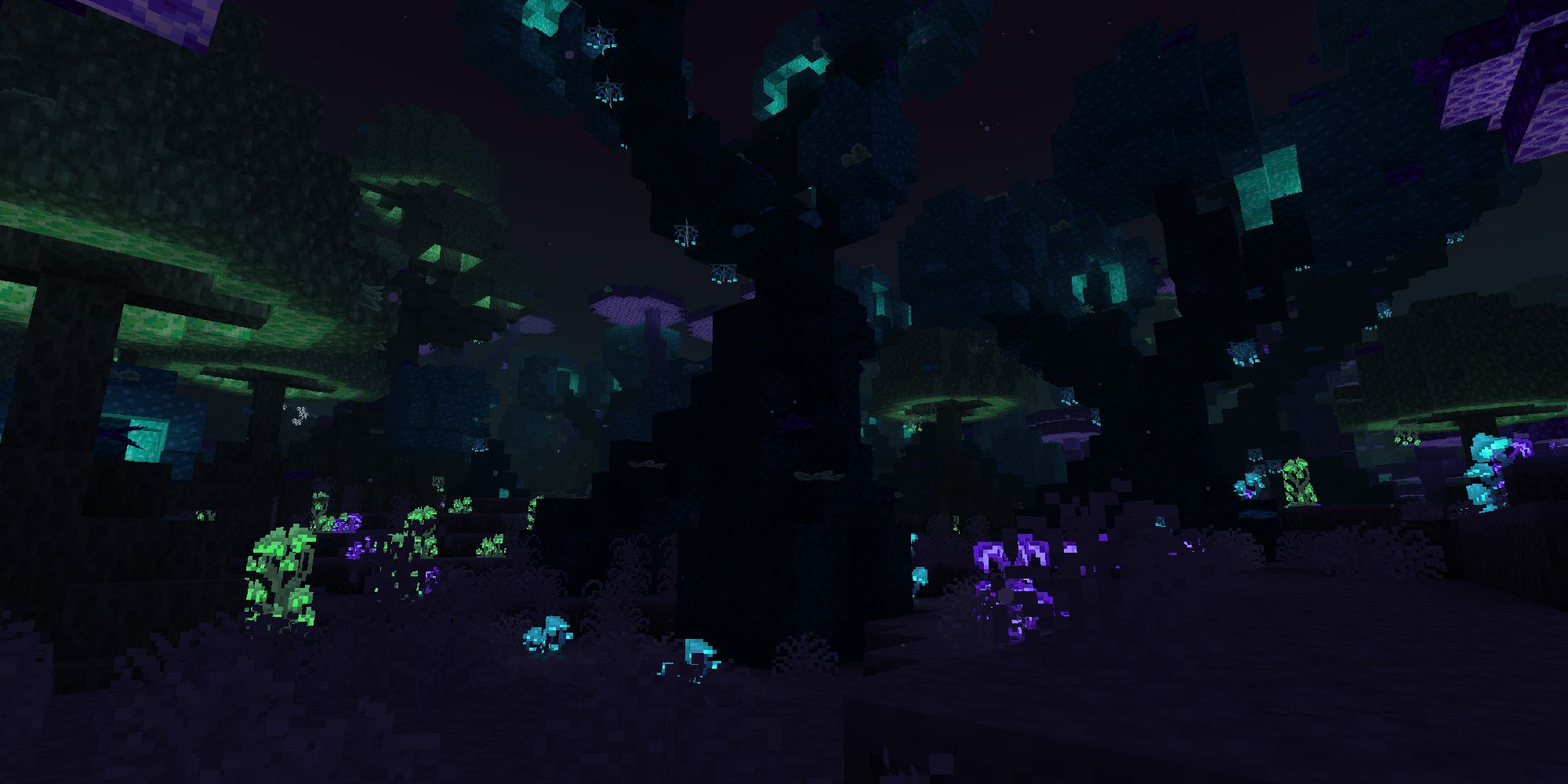 Minecraft mod the midnight showcasing fungi forest