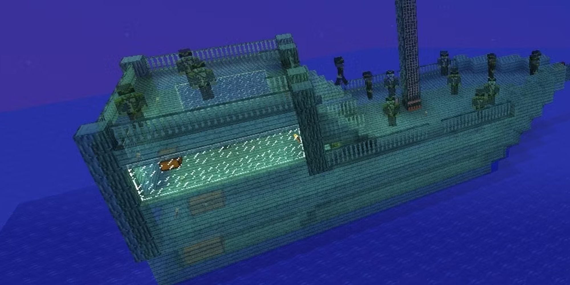 minecraft pirates mod showing drowned pirates on a ship