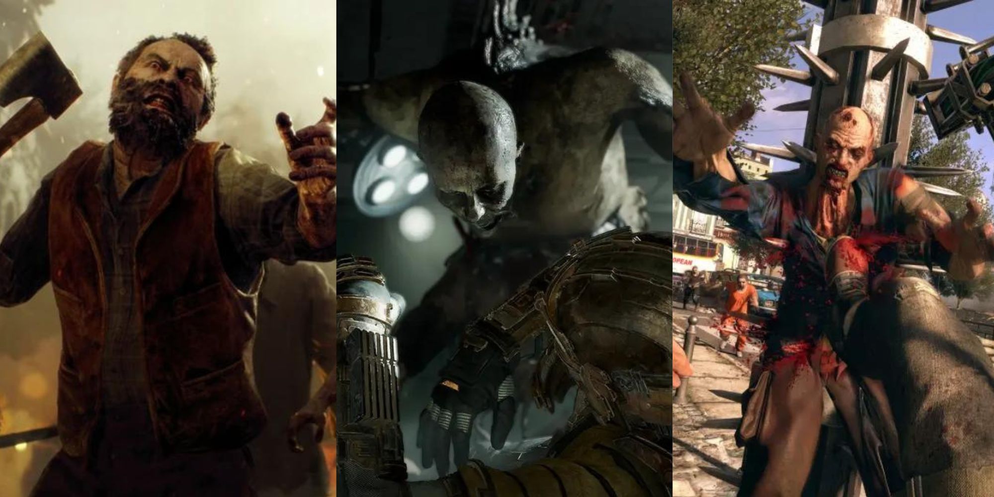 Most Dangerous Types of Video Game Zombies, Ranked featuring the Ganados from RE4, the Necromorph from Dead Space, and the Holler from Dying Light.