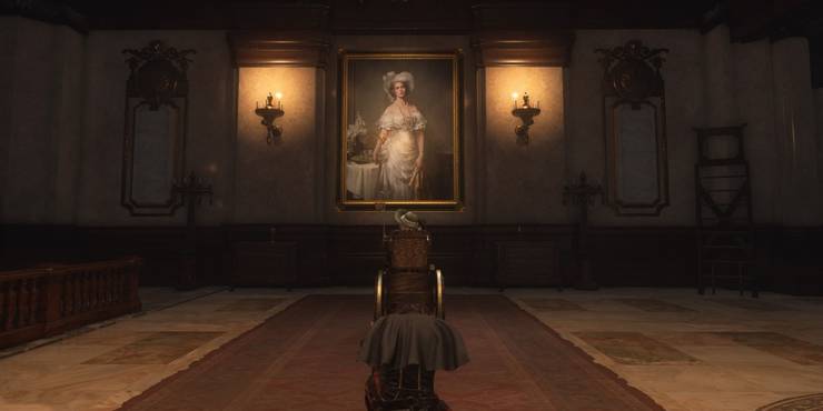 P Sitting Behind Lady Antonia as she looks at a portrait in Lies of P