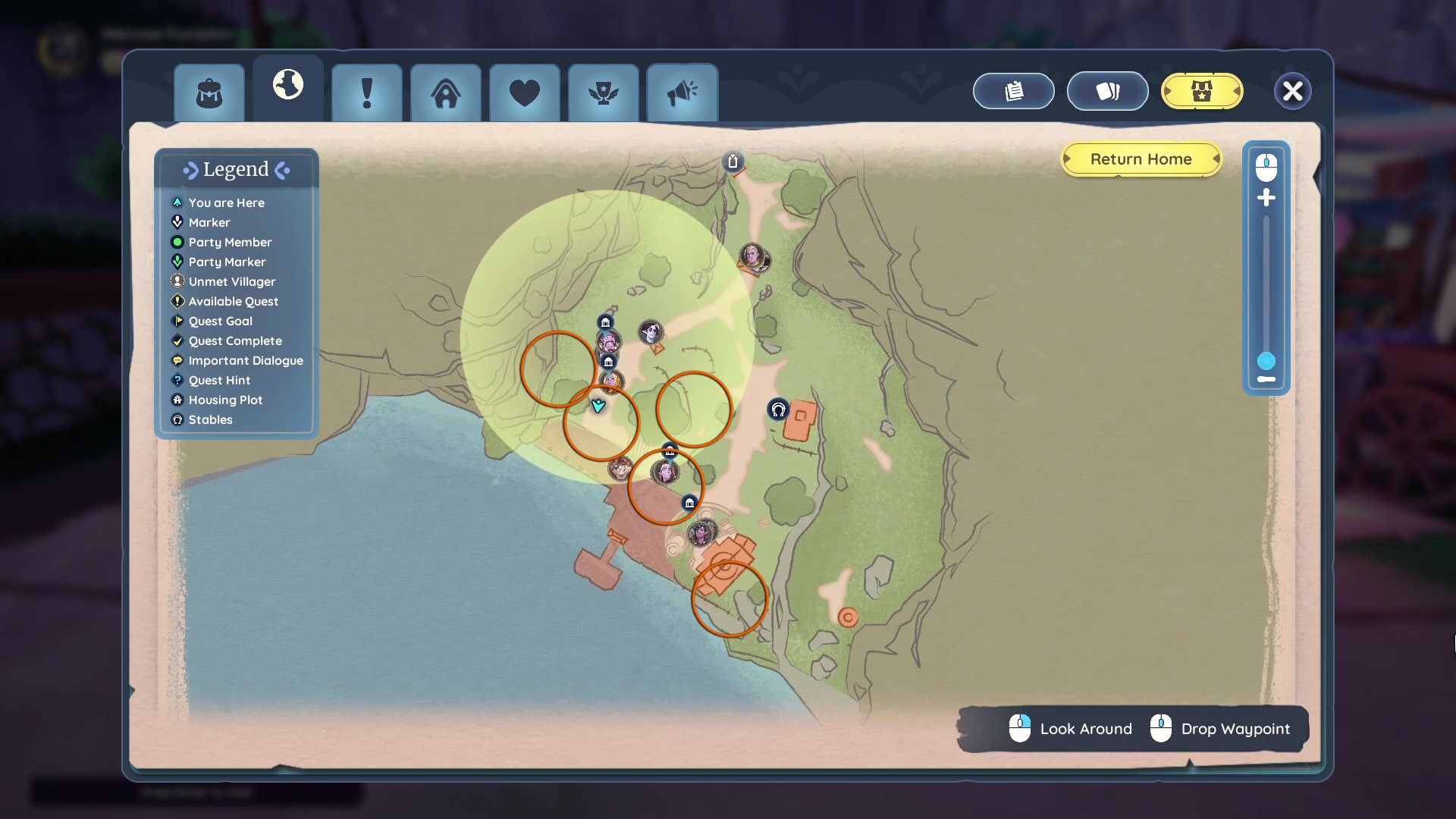 Palia in-game map showing the locations of the escaped chapaas at the Maji Market.