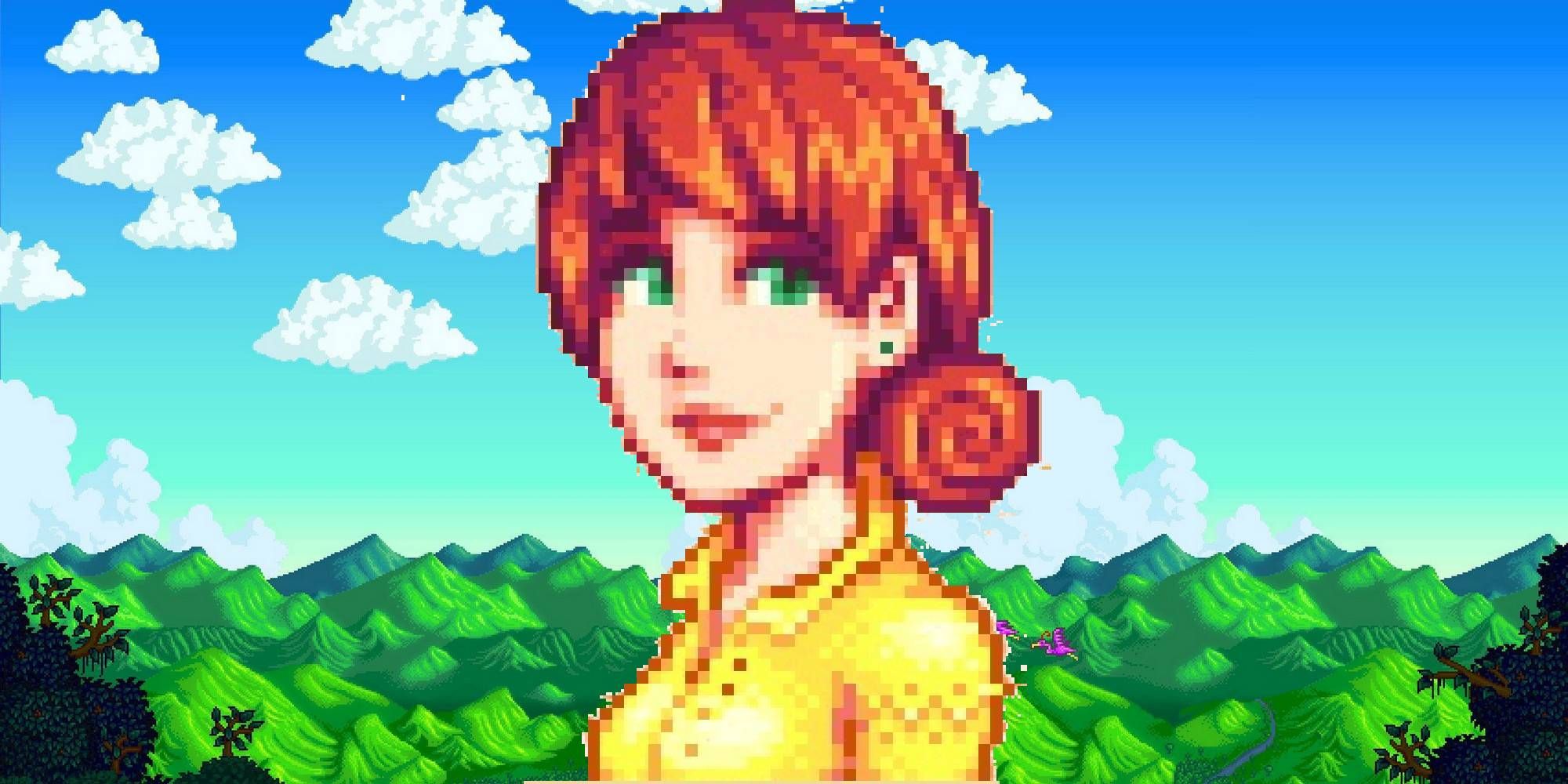 penny on the stardew valley title background marriage