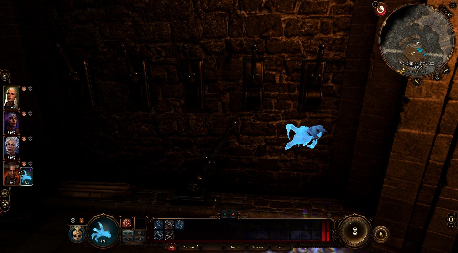 Mage Hand in front of a lever in Moonrise Towers prison in Baldur's Gate 3