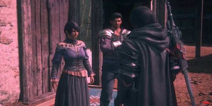 Eloise, Theo, and Clive discussing their mission in Final Fantasy 16