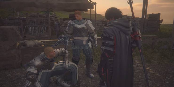 Clive after beating soldiers in Northreach for a spar in Final Fantasy 16